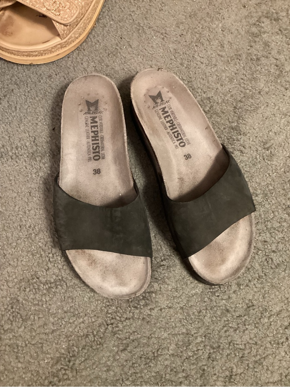 Mephisto Black Slide Sandals - Comfortable Leather Footbed